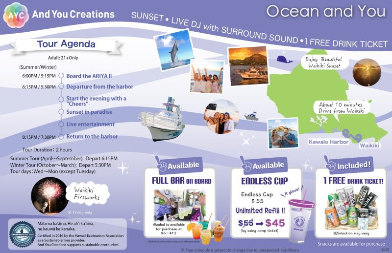 Waikiki sunset party cruise back