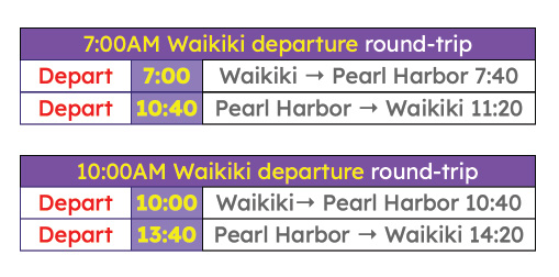Pearl Harbor shuttle 3hr