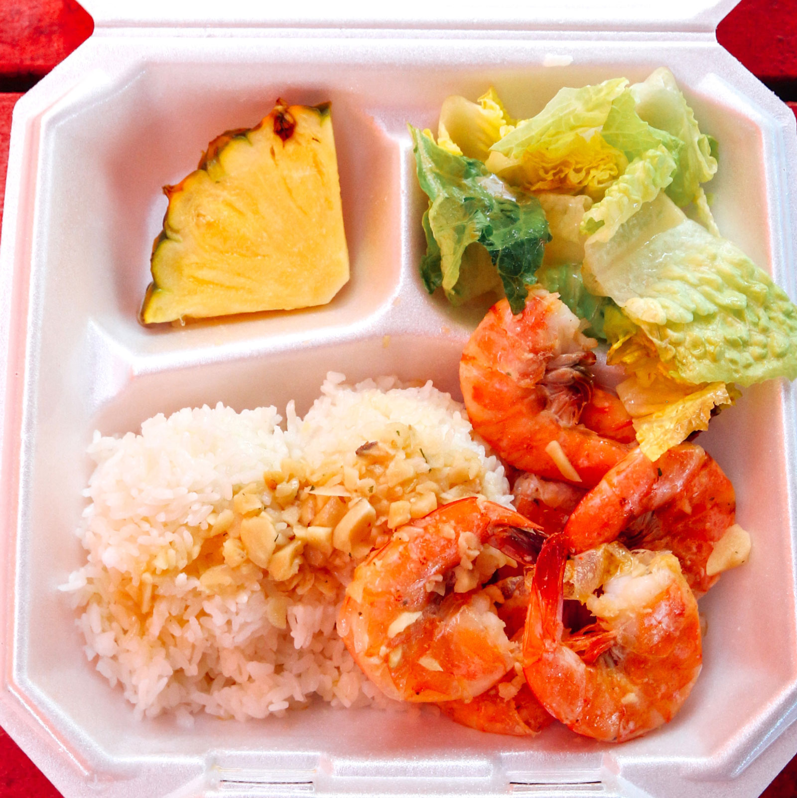 Island and You Garlick shrimp plate lunch